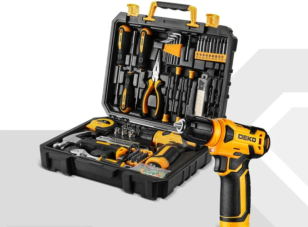 Professional 126-piece Power Tool Kit with 8V Cordless Drill Featuring 10mm 3/8" Keyless Chuck for Home and DIY Projects