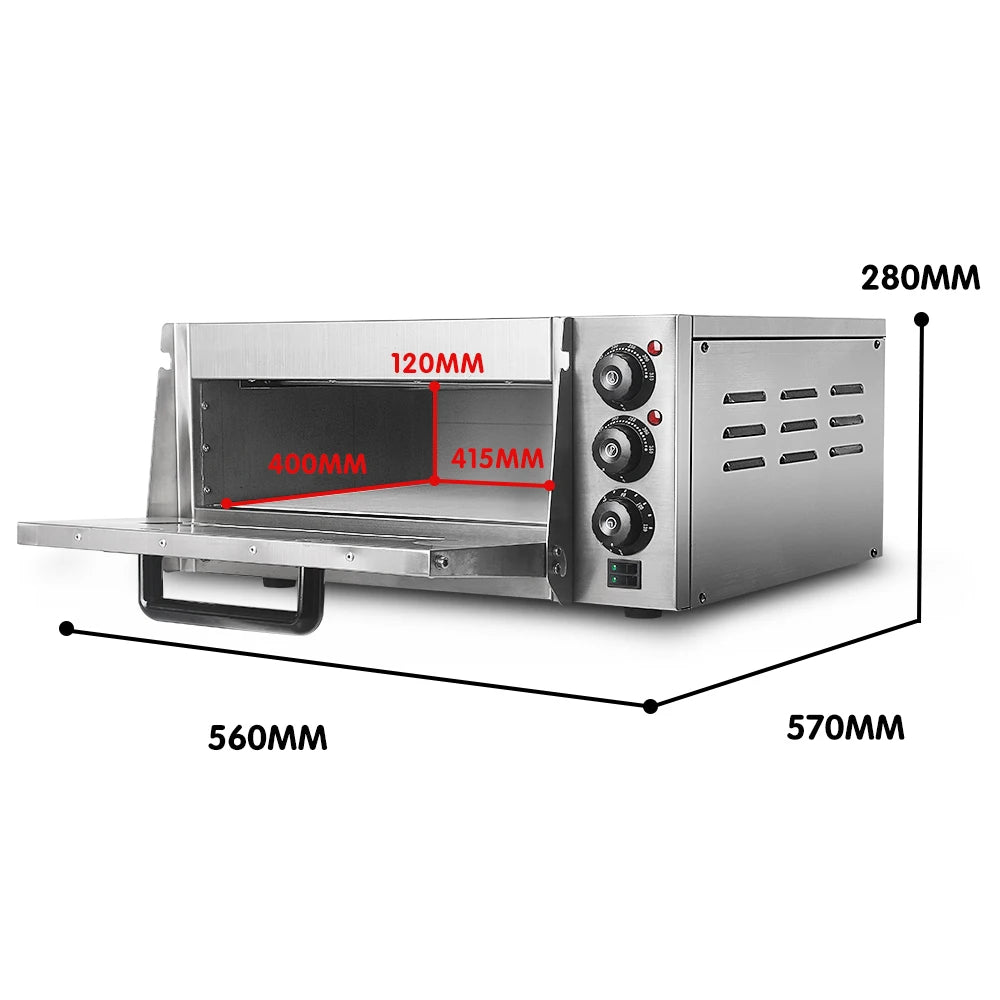 Electric Pizza Oven - Professional Baking Machine With Timer Bread Make
