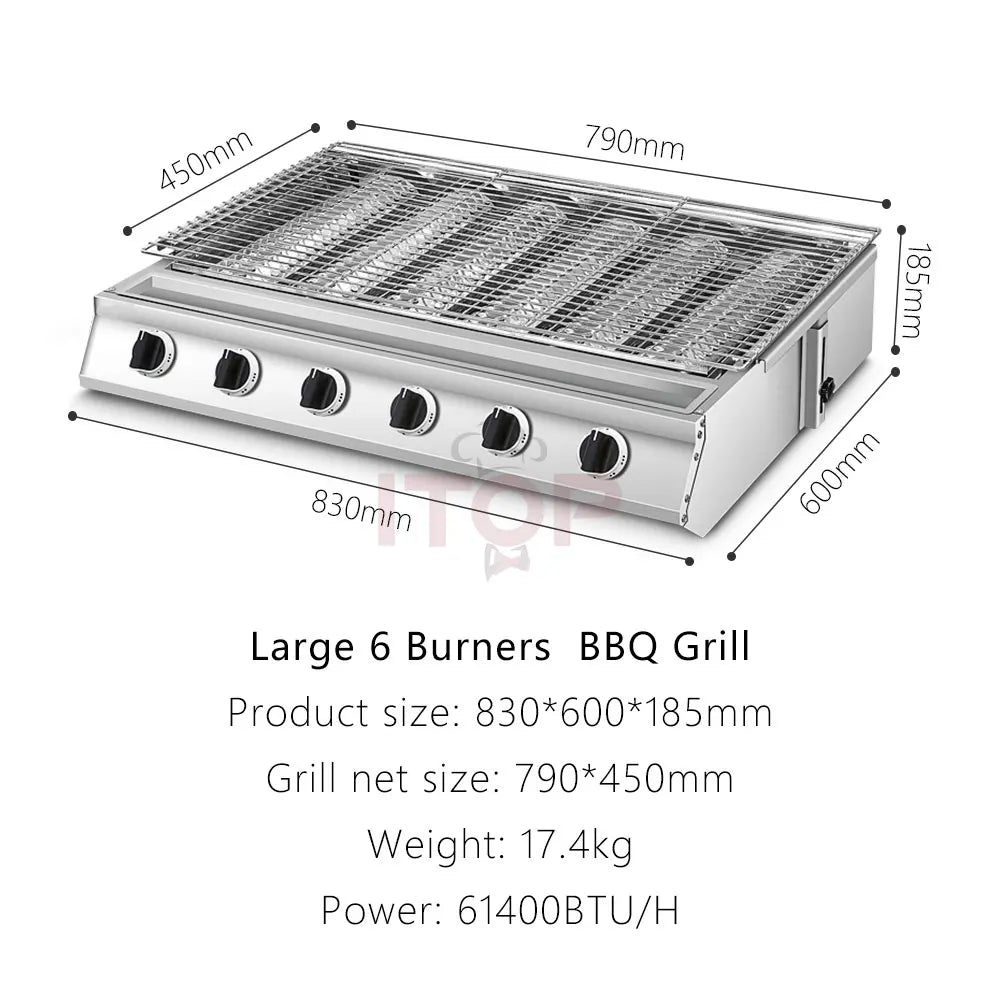 GourmetForge 6-Burner Stainless Steel BBQ Grill