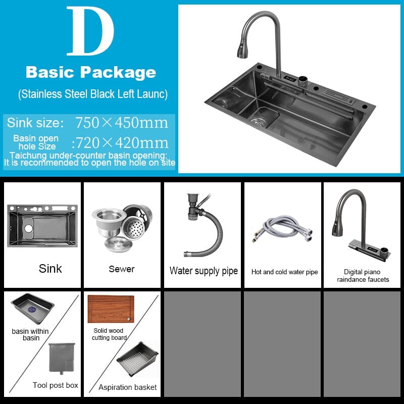 HydroTouch™️- Kitchen Multifunction Waterfall Basin Expensive Stuff Shop 75X45CM-D-WR 